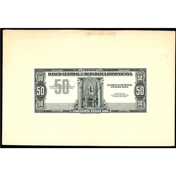 Santo Domingo, Dominican Republic, Banco Central, 50 pesos oro front and back proofs, ND (1947-54)