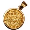 Image 2 : Lima, Peru, gold cob 8 escudos, 1748 R, mounted cross-side out in a 18K gold bezel with shackle bail
