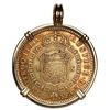 Image 2 : Madrid, Spain, gold bust 4 escudos, Charles IV, 1795 MF, mounted in 18K gold bezel with fixed bail.