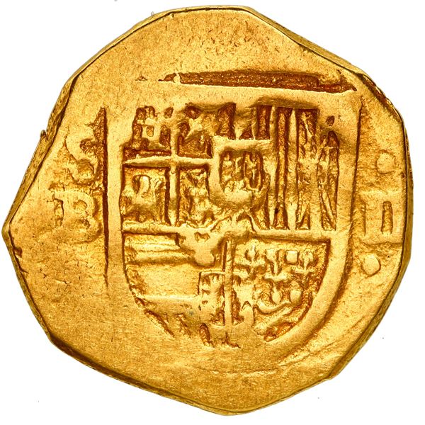 Seville, Spain, gold cob 2 escudos, Philip III, assayer B.