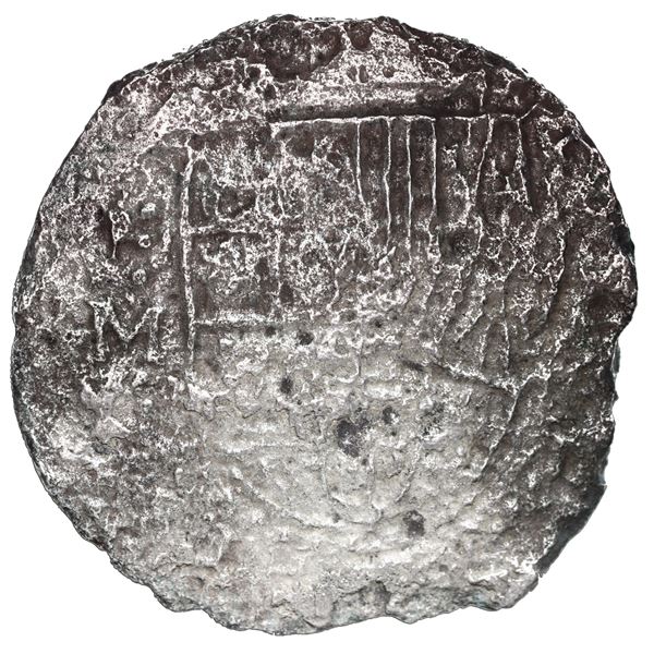 Potosi, Bolivia, cob 8 reales, Philip III, 1617 M, Grade 3.