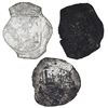 Image 1 : Lot of three Mexico City, Mexico, cob 8 reales, Philip IV, assayers not visible.