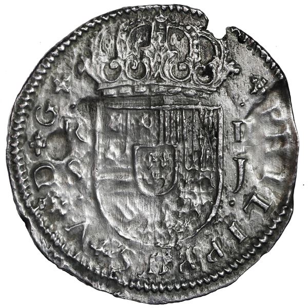 Seville, Spain, milled 2 reales "pistareen," Philip V, 1722 J, rare provenance.