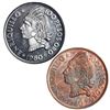 Image 1 : Lot of two Dominican Republic proof pattern 100 pesos (off-metal strikes), 1980, Enriquillo, pillar 
