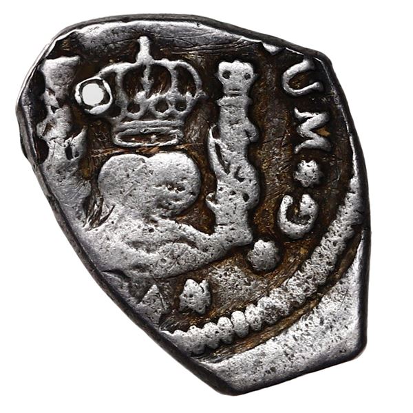 Guatemala, cob 1/2 real, Philip V, 1744 (J), denomination "1/2."