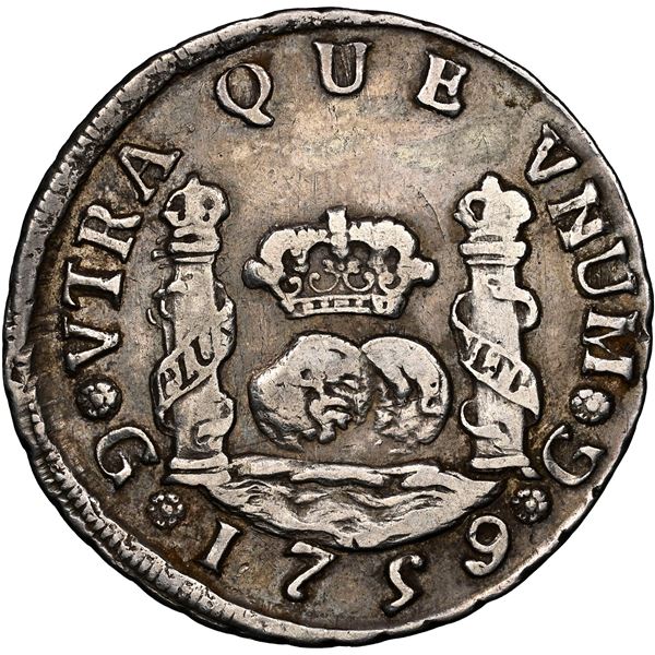 Guatemala, pillar 2 reales, Charles III, 1759 P, NGC XF 40, ex-Norweb, ex-Johnson.