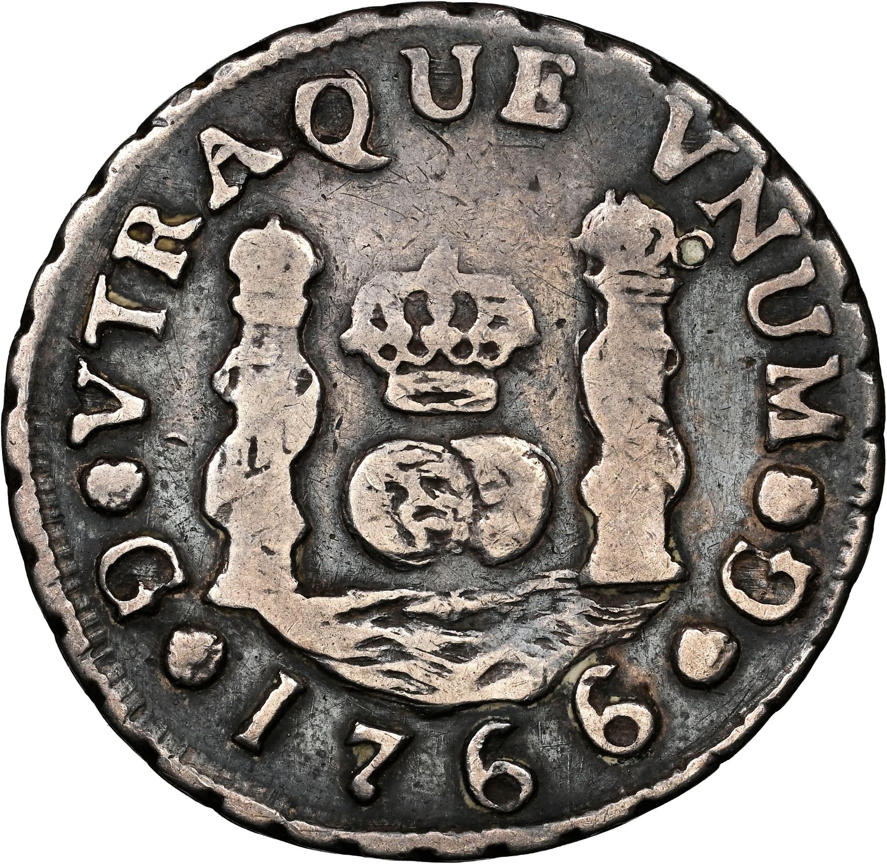 Guatemala, pillar 1 real, Charles III, 1766 P, rare, NGC VF details ...
