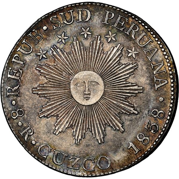 Cuzco, Peru (Republic of South Peru), 8 reales, 1838 MS, CONFEDERACION, NGC AU details / cleaned.
