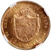 Image 2 : Madrid, Spain, gold 10 pesetas, Alfonso XII, 1878 DE-M with 19-62 in stars (restrike), NGC MS 64.