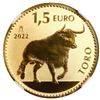 Image 1 : Madrid, Spain, gold reverse proof 1.5 euros (1 oz Spanish Doubloon series), Philip VI, 2022, Bull, N