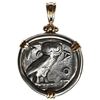 Image 1 : Attica, Athens, AR tetradrachm "owl," 5th-4th century BC, mounted owl-side out in silver bezel with 