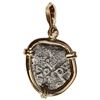 Image 2 : Mexico City, Mexico, cob 1/2 real, Philip V, assayer F, mounted cross-side out in 14K gold bezel wit