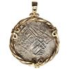 Image 2 : Potosi, Bolivia, cob 8 reales, Philip IV, assayer not visible, mounted cross-side out in heavy 14K g