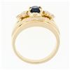 Image 8 : 18k Yellow Gold 0.87 ctw Oval Sapphire & Round Diamond Polished Wide Band Ring
