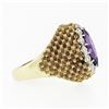 Image 5 : Vintage 18k Gold 1.76 ctw Marquise Amethyst & Round Diamond Halo Textured Ring