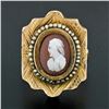 Image 2 : Antique Victorian Etched GF Carved Agate Cameo Solitaire Ring w/ 10k Gold Shank