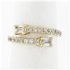 Image 1 : New 14k Gold Emerald Cut & Round Diamond Moi et Toi Bypass Stack Band Ring
