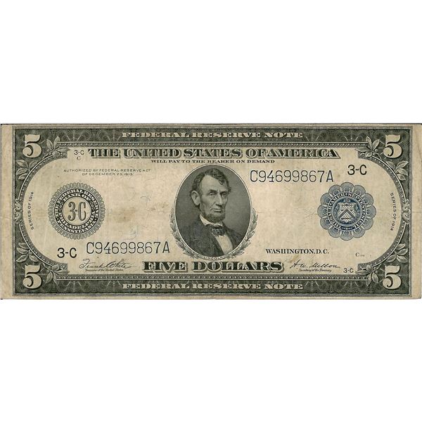 1914 $5 Federal Reserve Bank Note