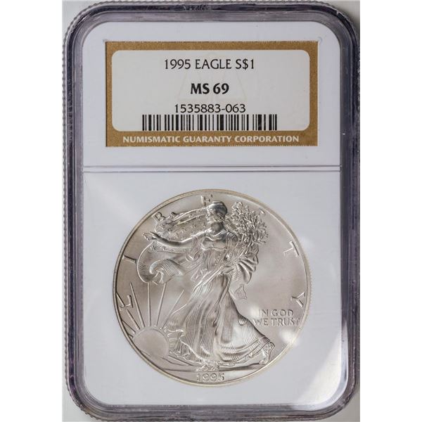 1995 American Silver Eagle .999 Fine Silver Dollar Coin NGC MS69