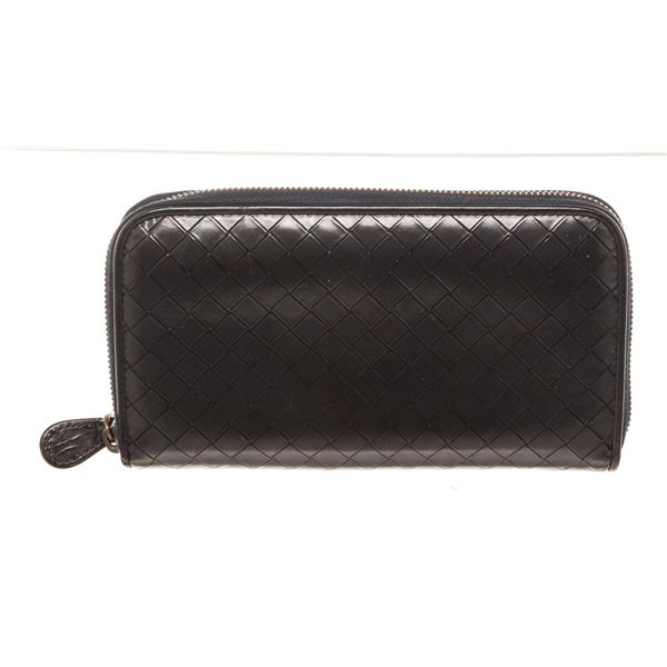 Bottega Veneta Black Leather Zippy Wallet