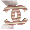 Image 4 : Chanel Pink White Striped CC Enamel Brooch