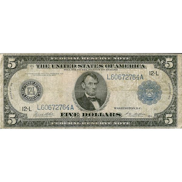 1914 $5 Federal Reserve Bank Note