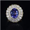 Image 1 : 4.12 ctw Tanzanite and 1.57 ctw Diamond 14K Yellow Gold Ring