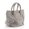 Image 2 : Balenciaga Sunday Tote Giant Studs Leather Small Gray