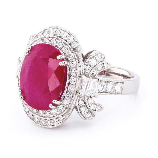 5.96 ctw Ruby and 1.23 ctw Diamond Platinum Ring