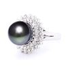 Image 2 : 12.0mm Black Pearl and 1.35 ctw Diamond 14K White Gold Ring
