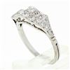 Image 9 : Antique Art Deco Platinum 0.64 ctw Transitional Cut Diamond Two Row Wave Band Ri
