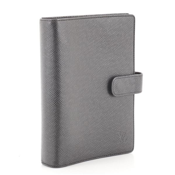 Louis Vuitton Ring Agenda Cover Taiga Leather MM Black