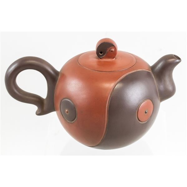 Chinese Two Color Signed Zisha Teapot