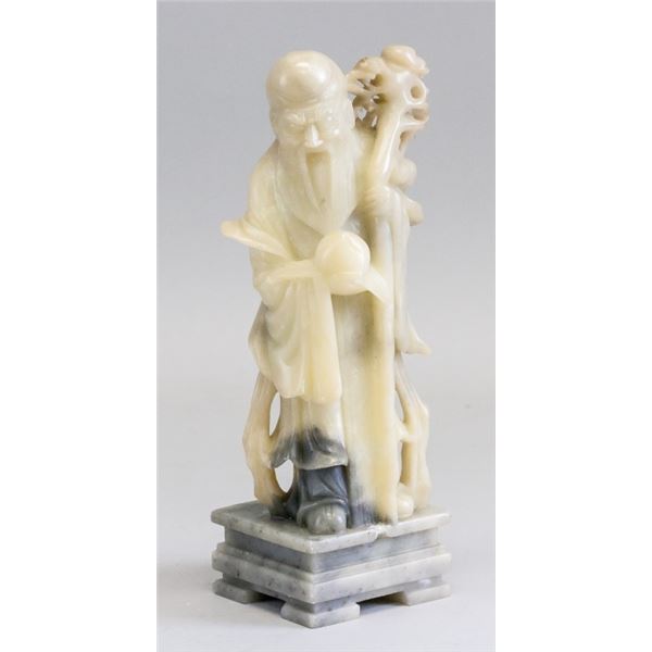 Chinese Shoushan Stone Carved Shouxing Statue