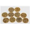 Lot of 10 USA Quarter Dollars 24kt Gold Plated
