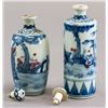 Image 3 : Two Blue & White Copper Red Snuff Bottles Marked