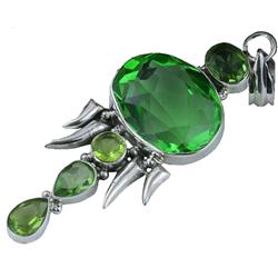 63ct Peridot Quartz Sterling Pendant 2 3/4" (JEW-1321)