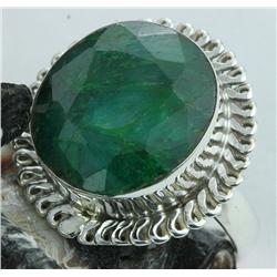 37ct Faceted Emerald Sterling Ring 8 (JEW-1319)