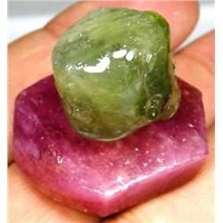 130.5ct 2pc Amazing Big Size Red Ruby/ Blue Green Sapphire Rough (GEM-0566)