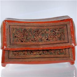 Burmese Red Laquerware Head Rest Box (CLB-043)