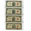 Image 1 : 4 US $2 BILLS RED SEAL 3-1953, 1963
