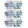 Image 2 : 3 CDN  1986 $5 BILLS UNC + SEQUENTIAL