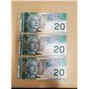 Image 1 : 3 CDN 2004 $20 BILLS UNC + SEQUENTIAL