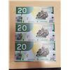 Image 2 : 3 CDN 2004 $20 BILLS UNC + SEQUENTIAL