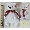 Image 1 : 2000 TY Plush Beanie Baby Bear "Holiday Teddy" & 2003 Jingle Beanie Bear "Happy Holiday" Mint All Ta
