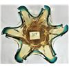 Image 2 : Fancy Amber & Teal Blue 11x4" Heavy Art Glass Decorative Bowl