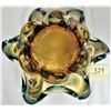 Image 3 : Fancy Amber & Teal Blue 11x4" Heavy Art Glass Decorative Bowl