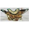 Image 4 : Fancy Amber & Teal Blue 11x4" Heavy Art Glass Decorative Bowl