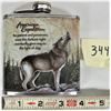 Image 1 : Stainless 6oz Liquor Flask "Grey Wolf" American Experience