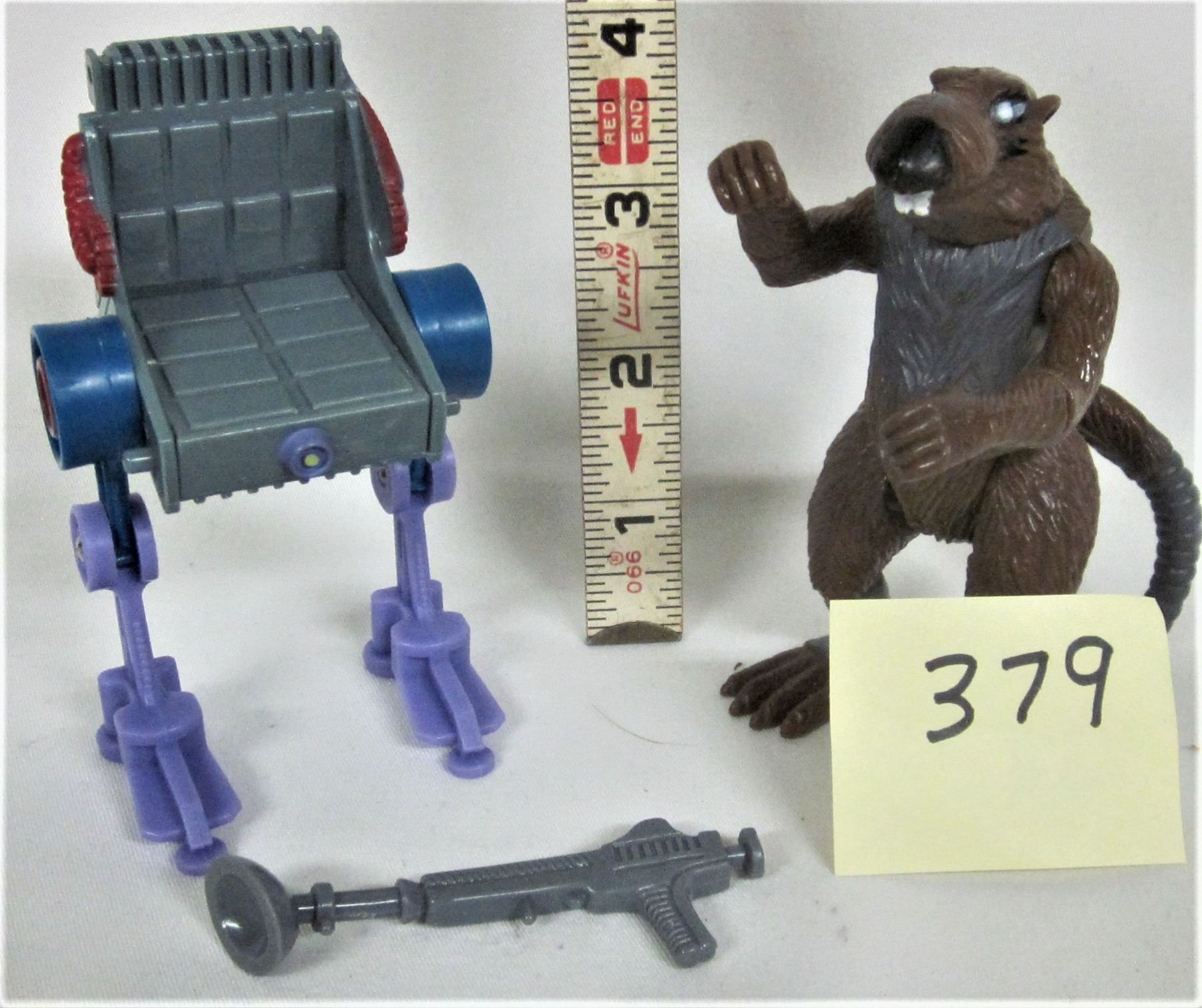 Original 1988 TMNT Splinter & Krang Mobile Chair & Brain Drain Gun